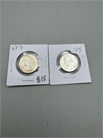 1954 & 1947-S Silver Washington Quarter