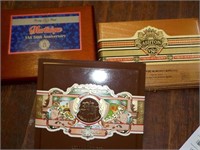 3 wood cigar boxes