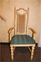 Cane Back Upholstered Yellow Chairs