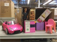 Barbie dolls, car and more.