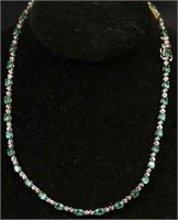 14KT G  12.94CT EMERALD & 0.89CT DIAMOND NECKLACE