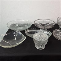 10 PIECE CLEAR/CRYSTAL SERVING LOT