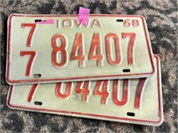Iowa license plates pair