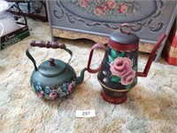 (2) Painted Teapots