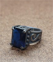 925 Spring Court Blue DiamondAura Ring Sz 5