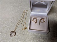 .925 Heart Necklace & Earrings Set