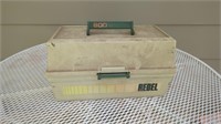 TACKLE BOX WITH LOTS OF FISHING GEAR