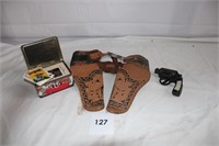 MARX TOY CAP GUN, PONY BOX GUN BELT, GENE AUTREY C