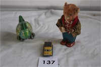 2 TIN LITHO WIND UP TOYS & TIN LITHO CAR