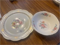 VTG FLOWER DISHES ONE WARRANTED GOLD