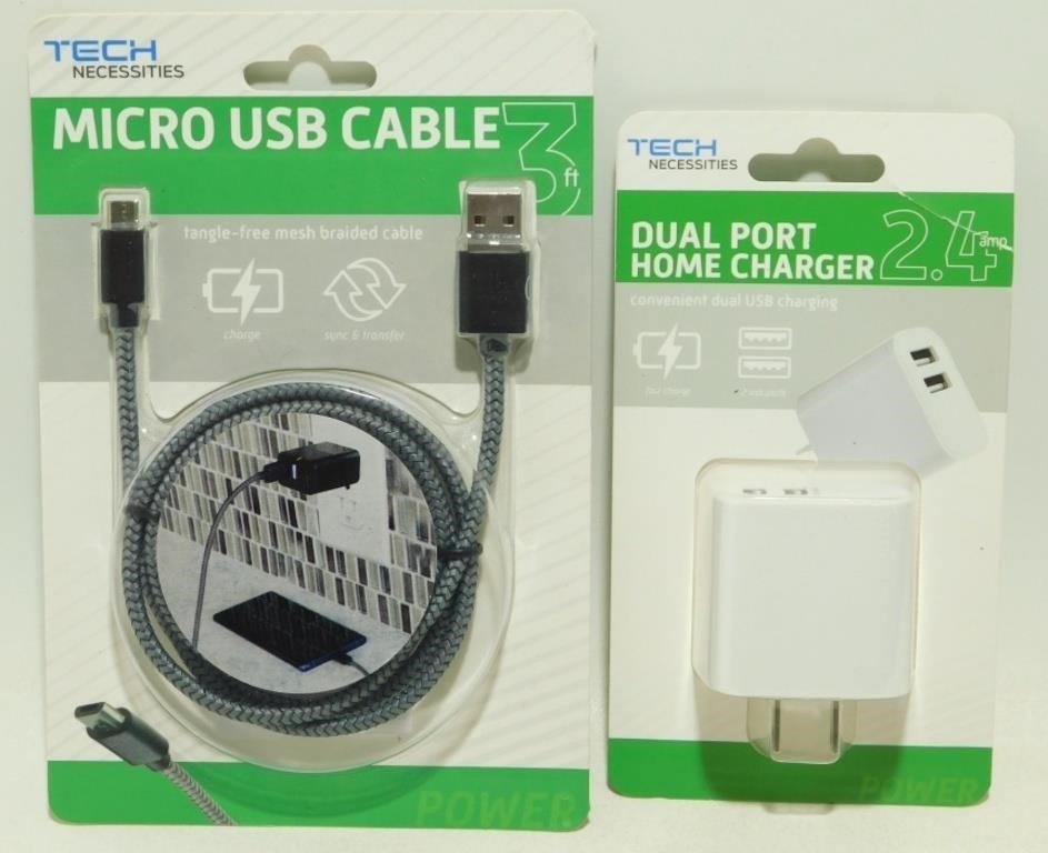 New Micro USB Charging Cable & Wall Plug