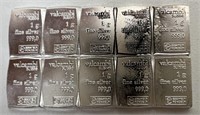 (10) 1g VALCAMBI FINE SILVER BAR