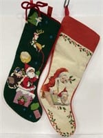 Pair of cross-stitch Christmas stockings