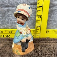 Jasco 70s Porcelain Bell Little Girl With Flowers