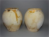 Lot of 2 Antique Olive Jars