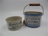 Lot (2) Stoneware Butter Crocks - Lambrecht's