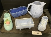 Vintage Blue Themed McCoy Pottery, Planters.