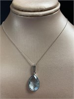 Pear Cut 6.05 ct Natural Blue Topaz Pendant