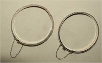 Two Sterling Clamp Bracelets w/ Guards