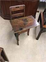 Vintage oak adjustable school desk