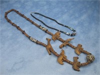 Carved Wood & Bead Necklaces