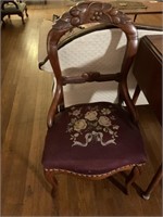 2 walnut balloon back chairs with carved