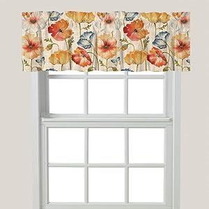 Laural Home Multi Watercolor Poppies Window Valanc