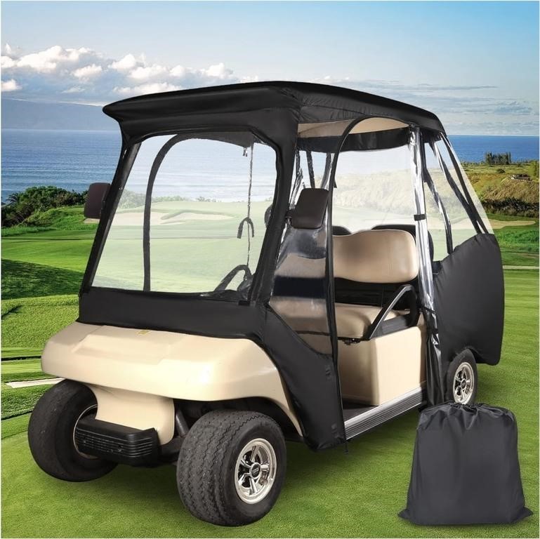 10L0L 4 Passenger Golf Cart Enclosure, Black
