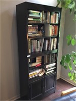 Dark Wood 5 Shelf, 2 Door Book Shelf