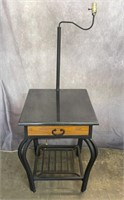 Metal Side Table with Lamp