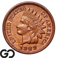 1888 Indian Head Cent, Sharp Strike, Four Diamonds