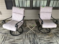 2 Swivel Chairs & Small Patio Table