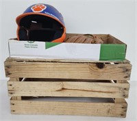 (AA) Kid's Baseball Items & Wooden Crate