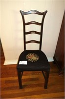 Mahogany and needle point seat side chair
