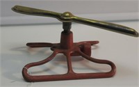 IRON & BRASS LAWN SPRINKLER 7" SQUARE. VERY NICE.