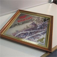 18-1/2" SQUARE MILLER HIGH LIFE DEER BAR MIRROR.