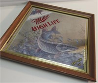 18-1/2" SQUARE MILLER HIGH LIFE PIKE BEER MIRROR.