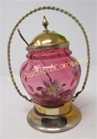 Pickle Castor - Painted Cranberry Glass