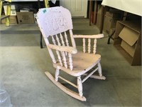 Pink Painted Child's Rocking Chair with Dutch