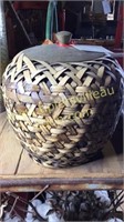 Large basket with brass lid 12in tall