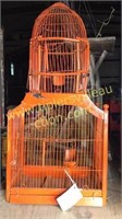 Vintage orange bird cage 29in