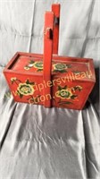 Red Wooden rice bucket style box with sliding lid