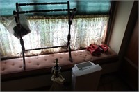 Lot with Quilt Rack, Weights, Fan, Decor & Lamp