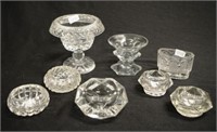 Eight various vintage glass salt cellars