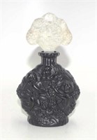 Czech black glass perfume bottle