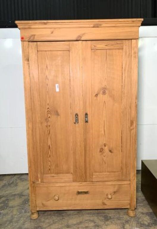 Pine Armoire with Lower Drawer