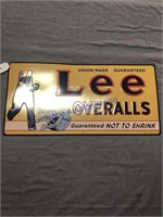 LEE OVERALLS TIN SIGN, 10.5 X 22"