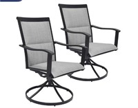 Set of 2  Black Steel Frame Swivel Dining Chair