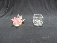 (2) Glass Candle Stick Holders