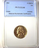 1962 Nickel PR70 DCAM LISTS $800 IN 69 DCAM